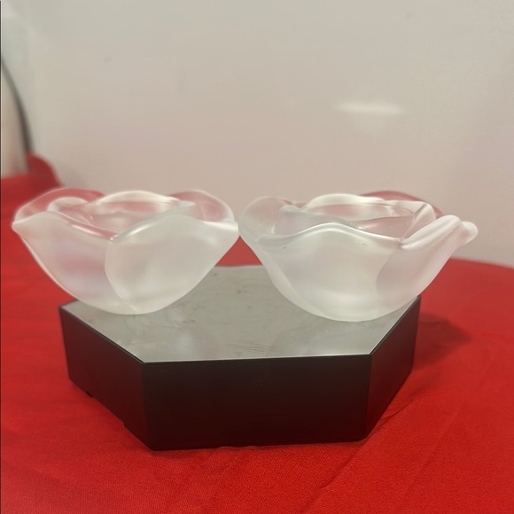 Christian Dior 24% lead crystal Frosted Glass Candle Holders set of 2
